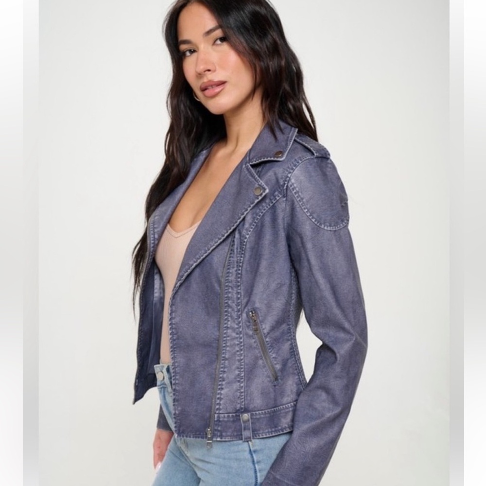 🆕. Denim Faux Leather Vintage Retro Moto Style
